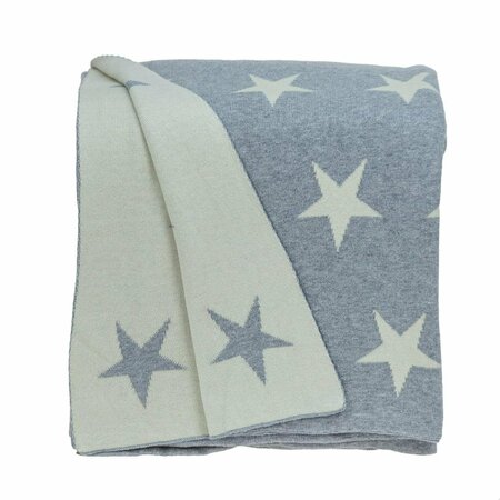 HOMEROOTS 52 x 70 x 1 in. Gray & White Stars Knitted Throw Blanket 383184